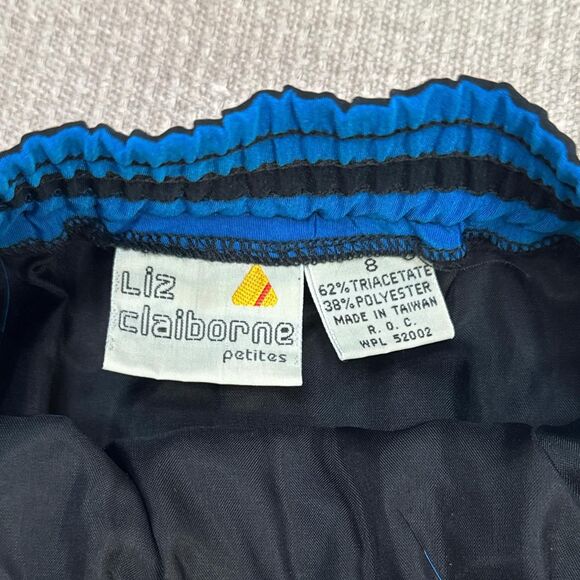 Retro 1980s Vintage Liz Claiborne Blue + Black Striped Pencil Skirt Size Small - Picture 6 of 6